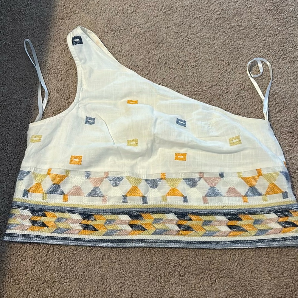 Free People Tribal And Me Shoulder Crop Top